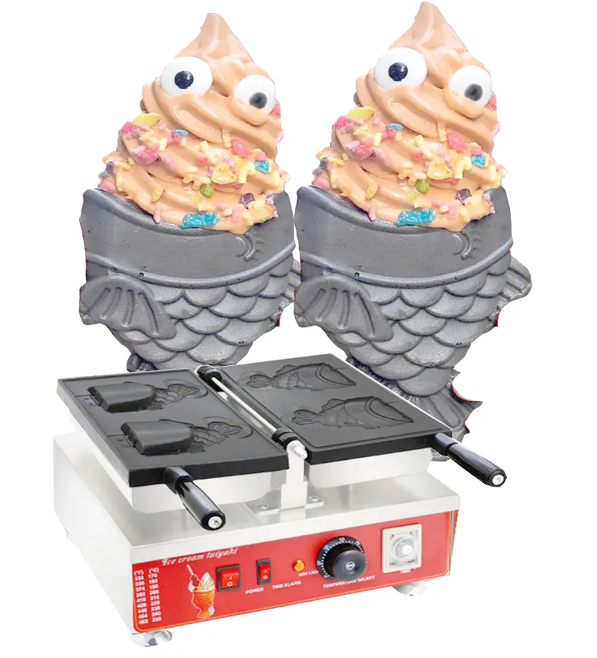 Electric 110V 220V Wink Eye Taiyaki Maker Machine Japanese Glass Fish Cone Maker