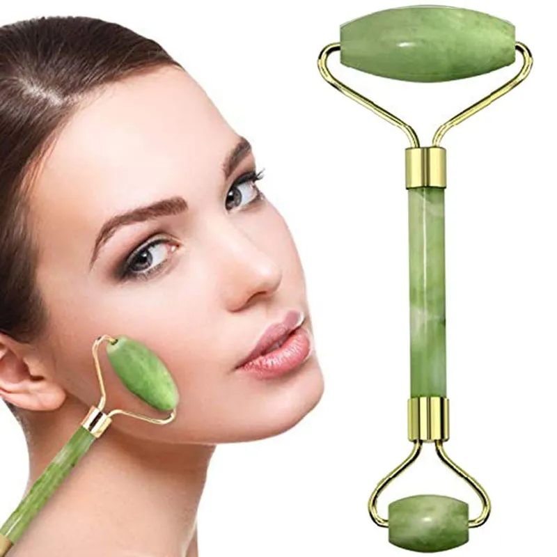 Jade Roller för ansiktsskönhet Roller för att förbättra utseendet på din hud Real 100% Natural Jade Stone Kit för ansiktshalsen