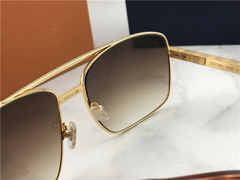 Großhandels-Klassische goldene Attitude-Sonnenbrille, quadratische Piloten-Sonnenbrille, Sonnenbrille, Herren-Luxus-Designer-Sonnenbrille, Brillenschirme, neu mit Box