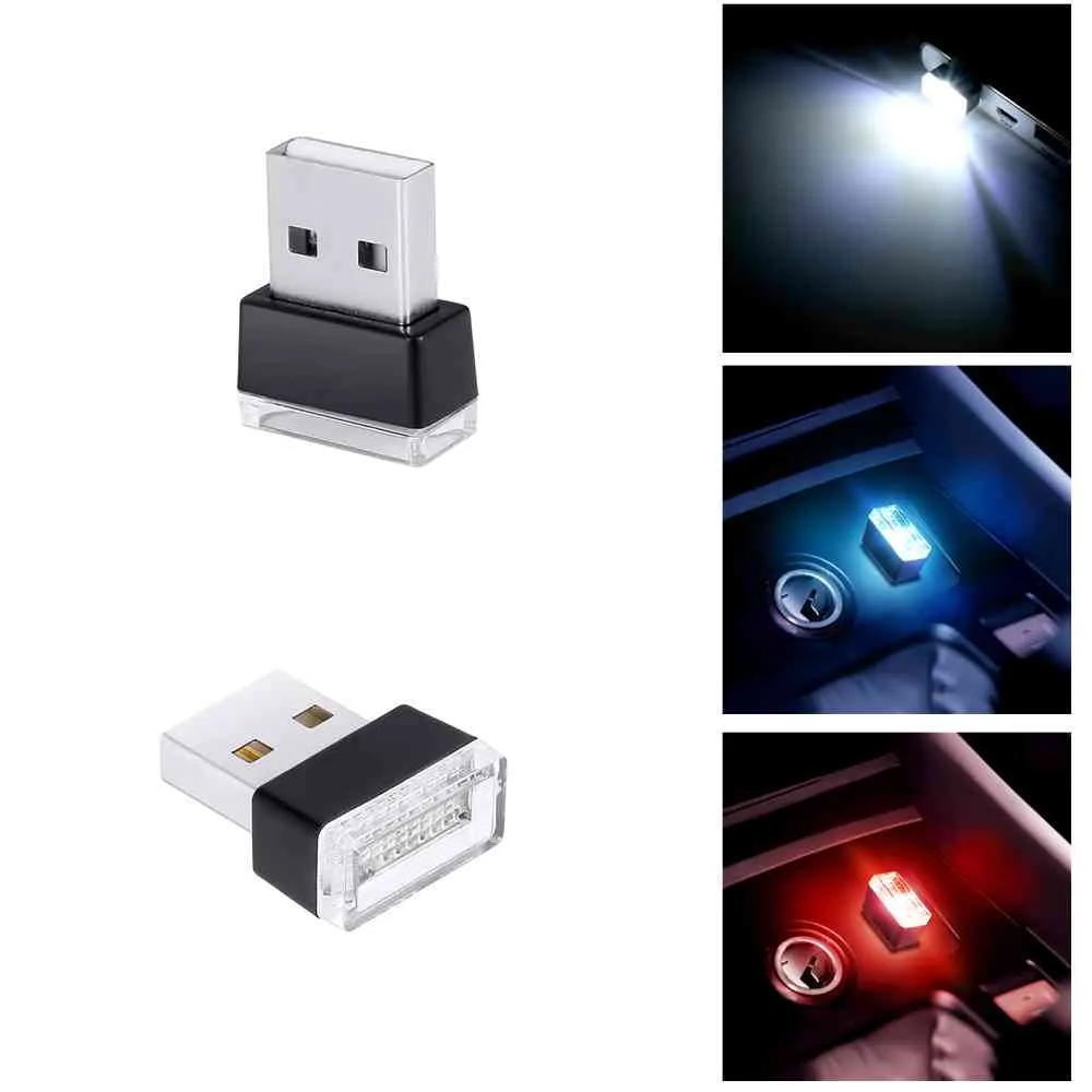 100 stks USB LED auto sfeer licht auto interieur lichten plug decor lamp noodverlichting auto's accessoires universeel voor pc draagbaar