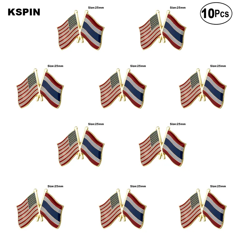Épinglette de drapeau des états-unis et de la thaïlande, badges à broche, 10 pièces par Lot
