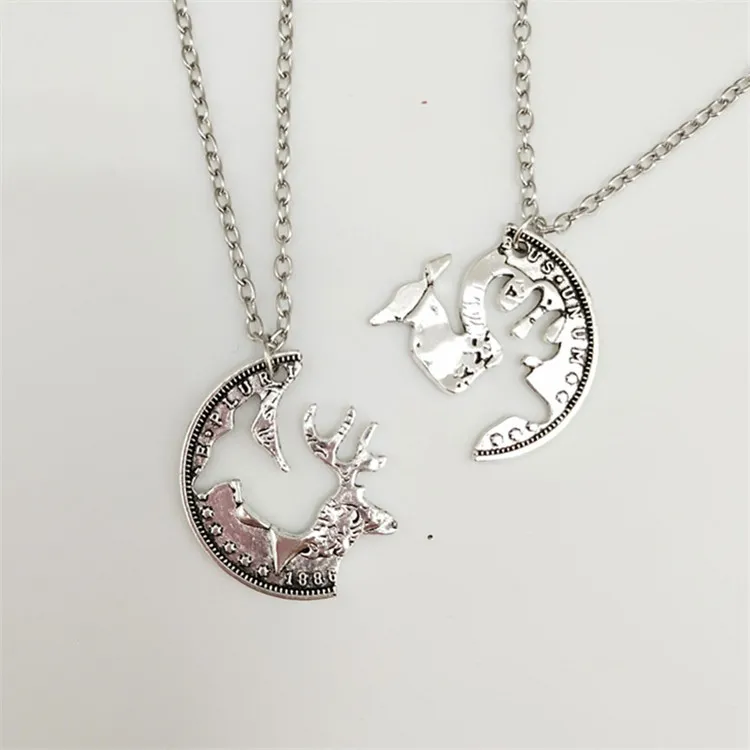 Deer couple necklace sale