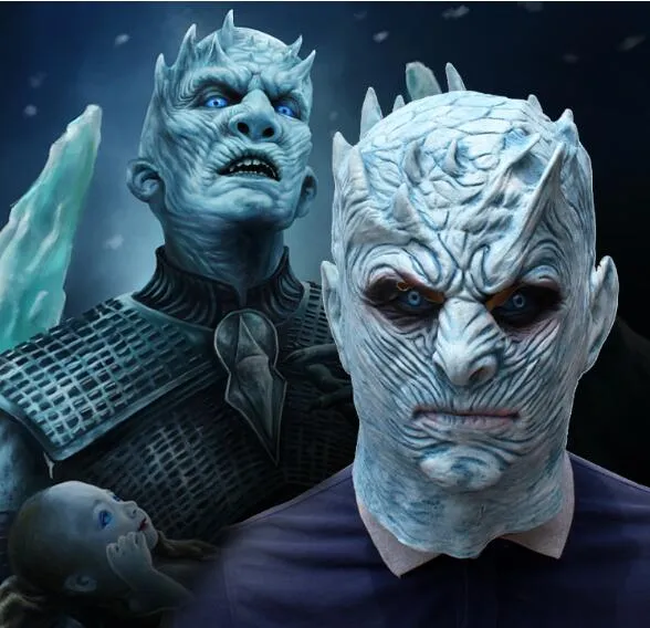 Night King Mask, konstigt Ghost Latex Headdress, Halloween Masquerade, Is och eld WL1279