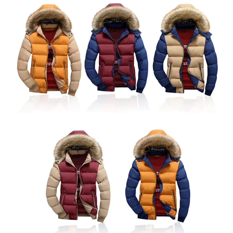 Parkas hommes hiver manteaux 2020 mode nouveauté contraste couleur vestes hommes Silm à capuche manteaux Parkas 3 façons de porter