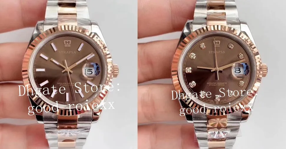 ساعة Wristwatches Mens Mens Automatic 2824 Eta Arf Watches Dial Chocolate Dial 18K Rose Gold 904L Steel Perpetual Men Date 126331 Superlative Watch