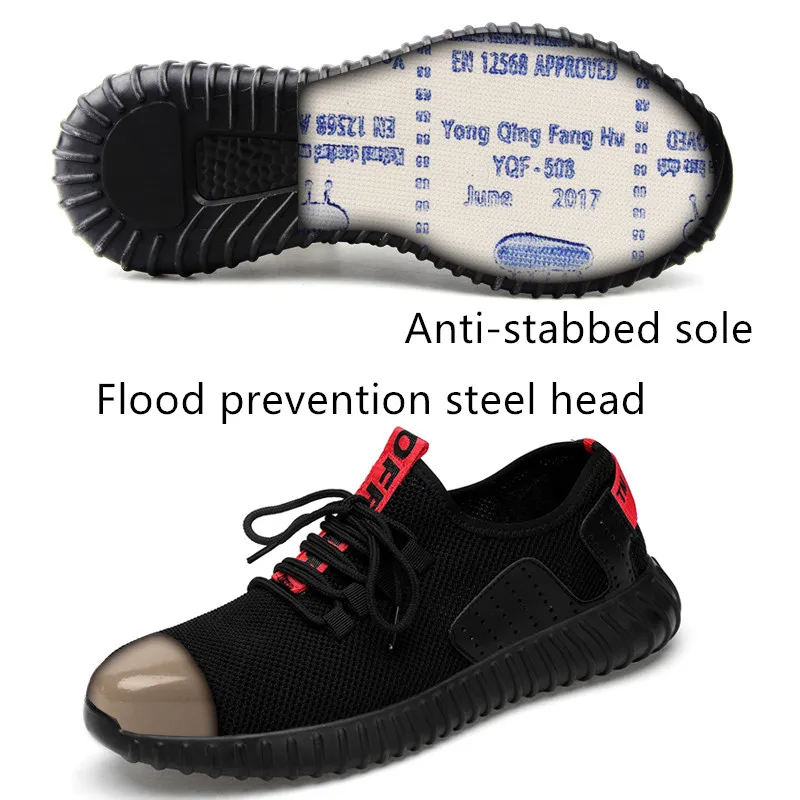 Vente chaude-hommes mode grande taille embout en acier couvre chaussures de  sécurité de travail respirant été anti-crevaison outillage bottes basses