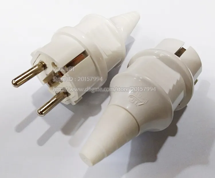 Adapter, 16A 250V EU European Tyskland Manlig industri Vattentät Rewireable AC Power Connector Plug White / 10PCS