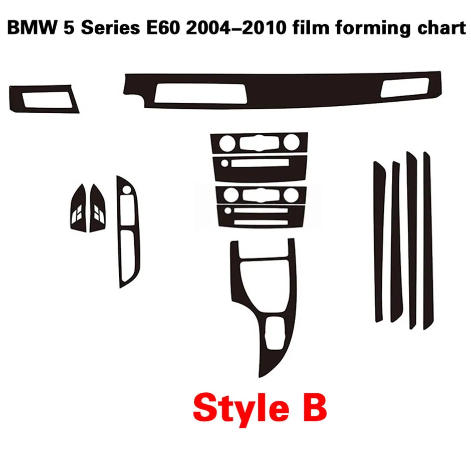 Pour BMW Série 5 E60 2004-2010 Autocollants de voiture auto-adhésifs 3D 5D Autocollants et décalcomanies en vinyle en fibre de carbone Accessoires de style de voiture 286K