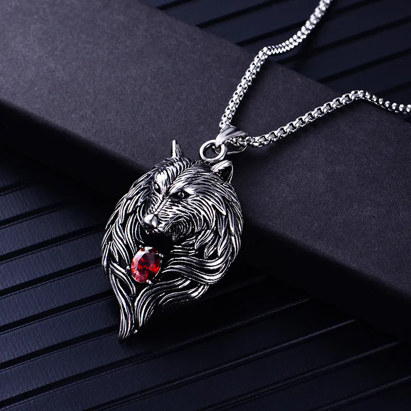 Tête de loup Collier Pour Hommes Femmes Pendentif Erkek Kolye Biker Cool Bijoux Animal Charme En Gros Vintage Punk Cadeau Livraison Gratuite