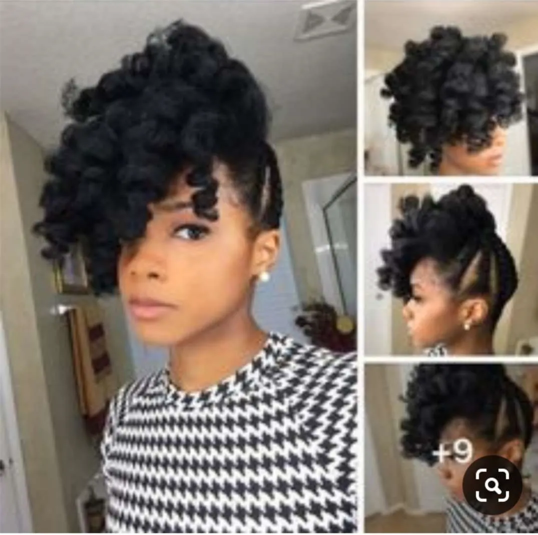 Celebrity Pineapple Updo Natuurlijke Kinky Hairstyle 100 Menselijk Haar Paardenstaart Weave Jet Black Curly Hair Puff Free Ship