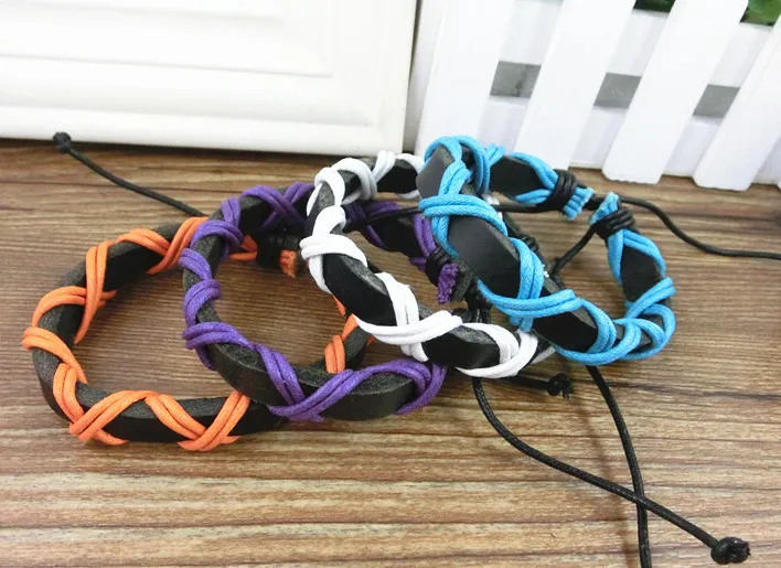 Fashion-Genuine Leather Braided Bracelets Punk cross Lover's Wristband Men's Handmade New Arrival women Fashion Factory price 10pcs