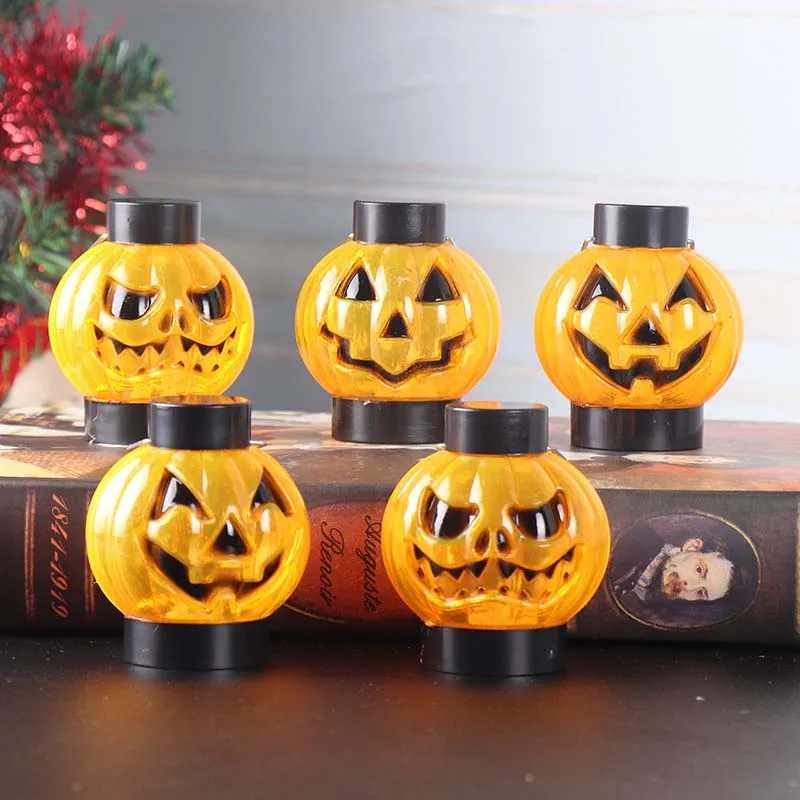 Halloween Portable Lantern Pumpkin Face LED Light Lamp Flashing Decoration Night Lights for Party Bar Bedroom Home Festival Accessories