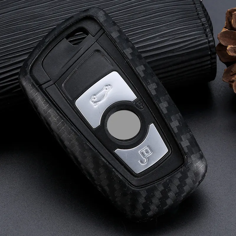 Car Key Case Carbon Fiber Style Key Bag Key Sleeve Cover Trim Car Organizer For BMW 3 5 Series F30 F10 F18 Auto Accessories