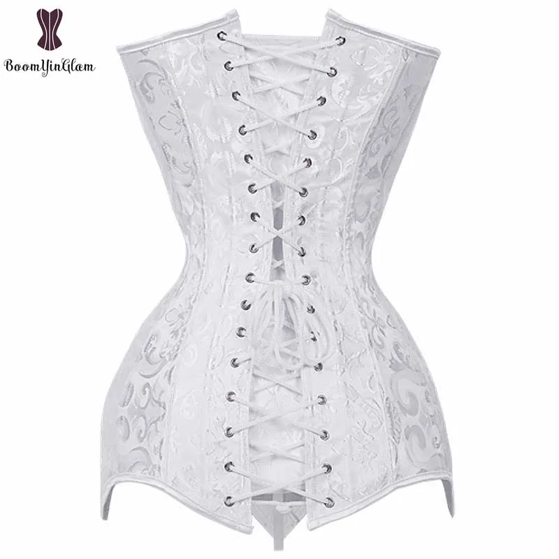 Drop Shipping Corset Long Torse Corsets pas cher noir blanc korset tropable taille minceur florale bustier femme plus taille gorset