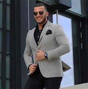 Fashion Gray jacket Black pants men suit high-quality best man wedding  business suit Casual Dress Custom terno masculino