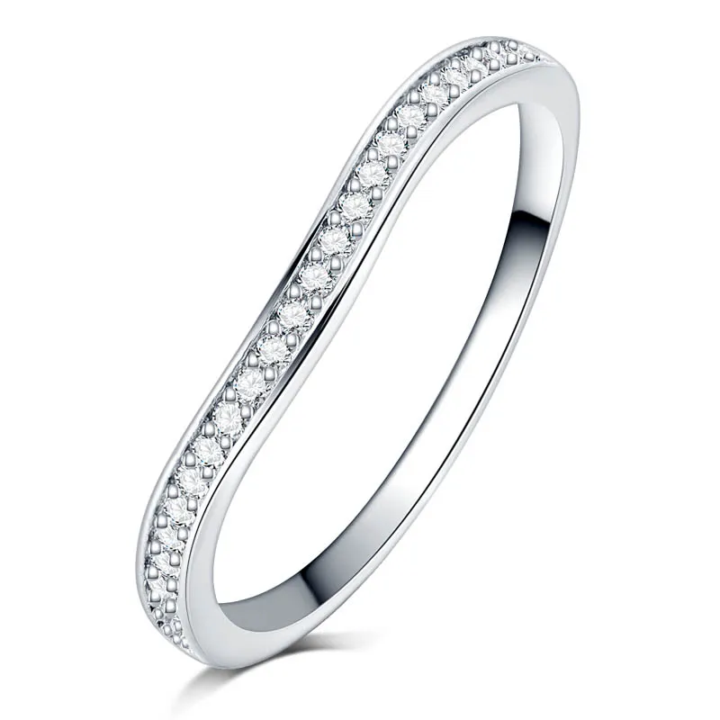 Volledige heldere zirkoon steen pave zilveren kleur wave ring verlovingscocktail bruiloft alliantie voor vrouwen meisjes