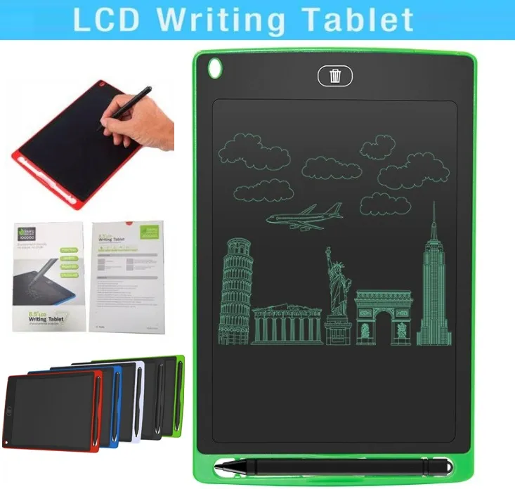 TOP qualité 8.5 pouces LCD tablettes d'écriture mémo dessin tablette cartes graphiques électroniques pour enfants bloc-notes numérique avec stylo pour bureau à domicile