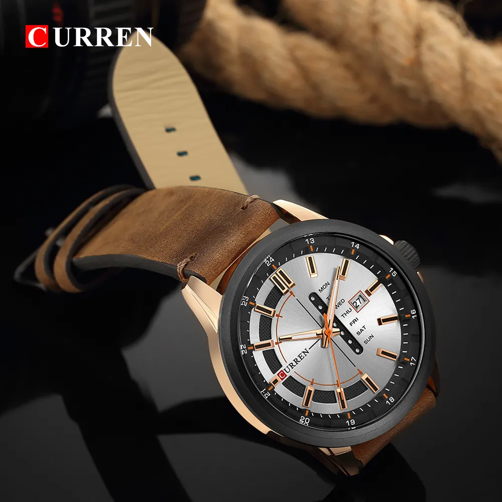 CURREN Luxury Casual Men Watches Military Sports Watch Analog Quartz Wristwatch Display Calendar Relogio Masculino Montre Homme329n