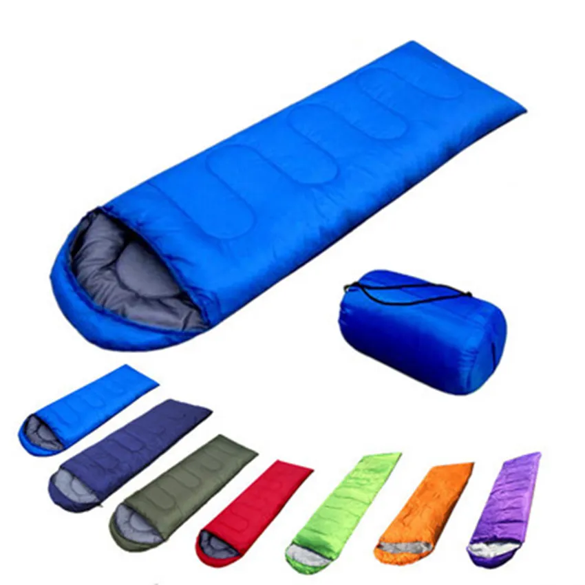 Envelop type outdoor camping slaapzak draagbare ultralight waterdichte reizen door te lopen katoen slaapzak met cap 210 * 75 LJJZ331