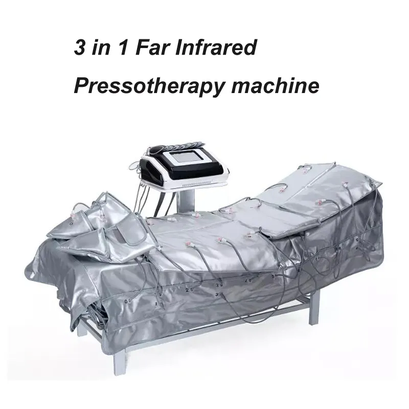Pressothérapie 3 en 1 amincissant le draniage lymphatique infrarouge lointain chauffant stimulateur musculaire à basse fréquence couverture ems sauna machine à micro-courant