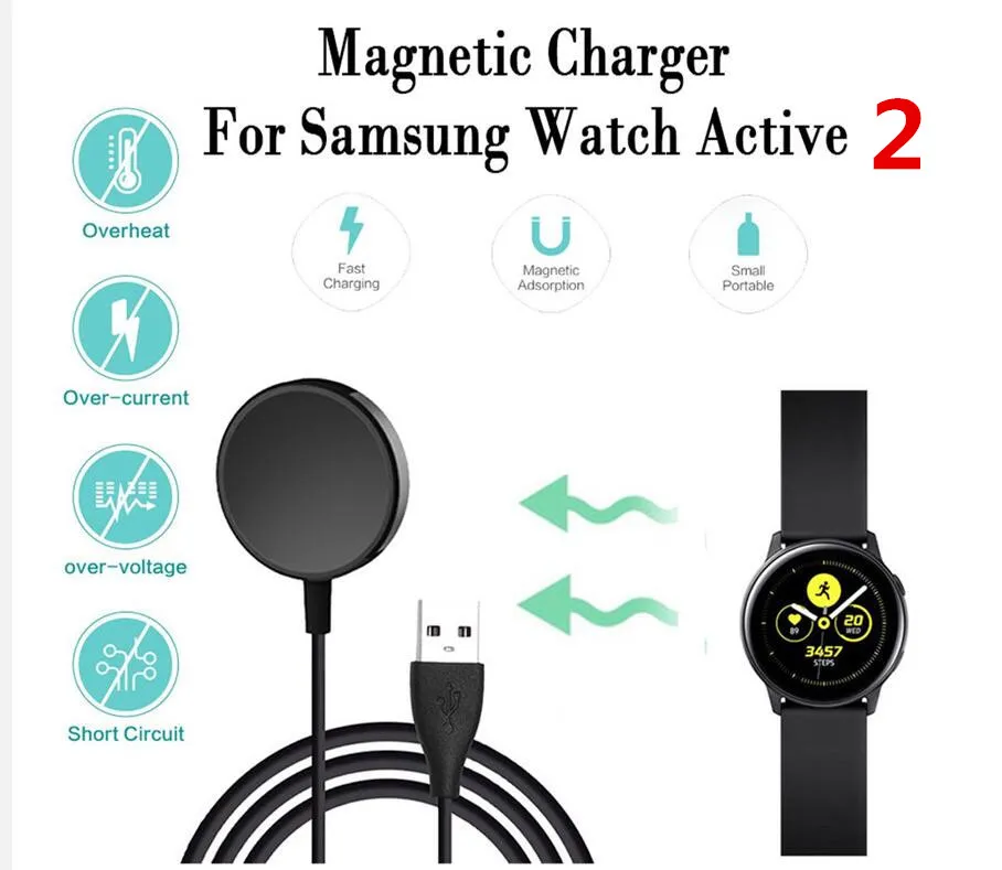Sangle de chargeur de montre intelligente USB Berceau de chargement USB pour Galaxy Watch Active 2 40/44mm Bande de montre intelligente Câble Cordon Station de base de charge