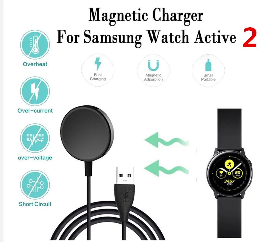 USB Smart Watch Ładowarka Pasek USB Ładowanie Dock Cradle Dla Galaxy Watch Active 2 40 / 44mm Smart Watch Band Station Cord Red Station