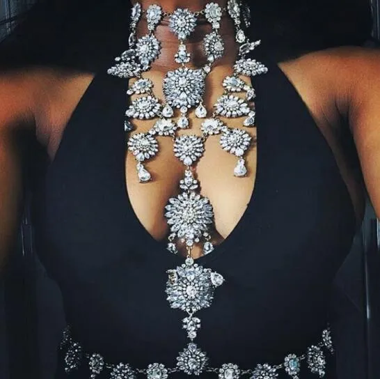 Vedawas Luxury Ciało Łańcuch Biżuteria Długie Maxi Necklacependant Boho Lato Facebook Hot Sexy Kryształowe Oświadczenie Naszyjnik Kobiety 2369