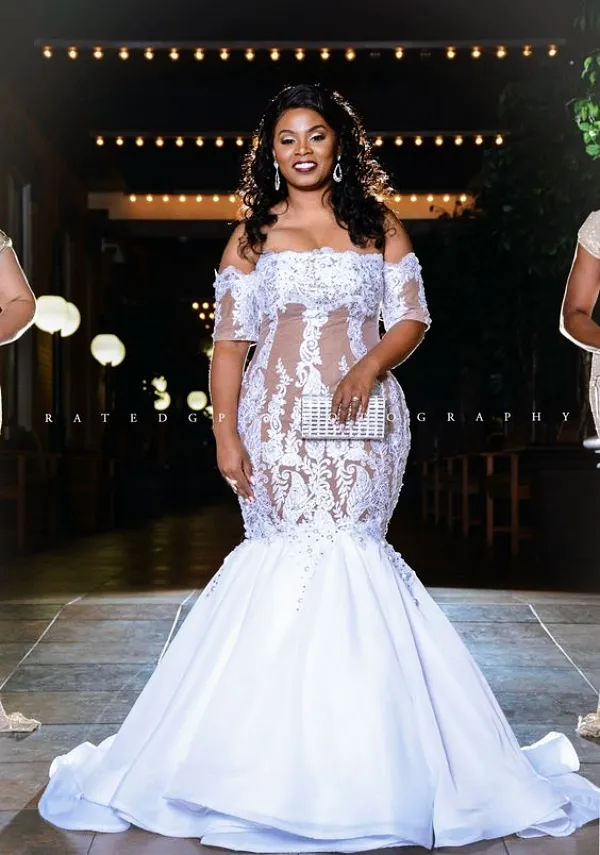 2020 New Spring Black Girl African Princess Wedding Dresses Bridal Gowns Plus Size Crystal Lace Applique Robes De Cocktail Abendkleider