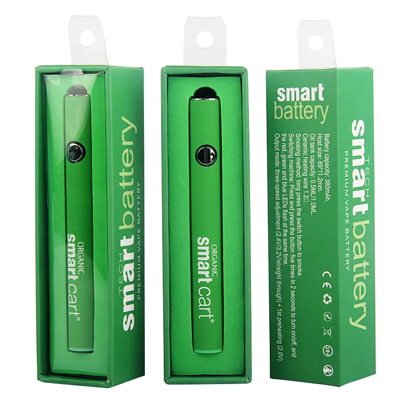 MOQ 1st Smart Battery Preheat Pen + USB-laddare Startkit Variabel spänning Ego-tråd 380mAh För alla 510 engångs vape-kassetter