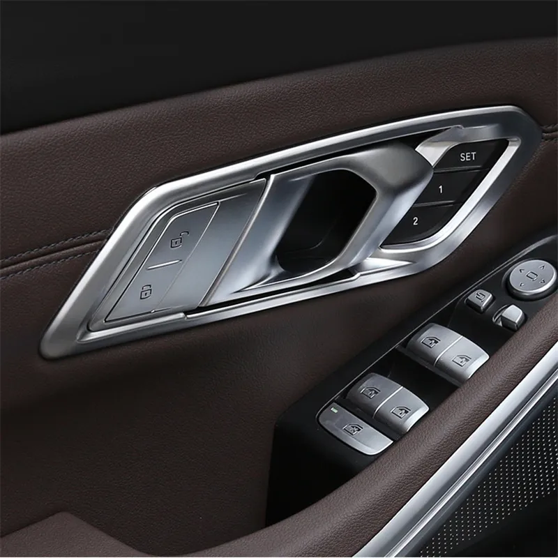 자동차 스타일링 내부 도어 볼 장식 프레임 커버 트림 BMW 3 시리즈 G20 G28 2020 LHD 인테리어 ABS 스티커