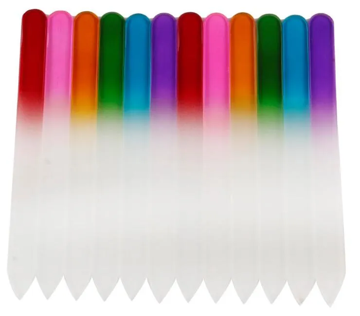 Fichiers à ongles colorés de verre Durable Cristal File tampon NailCare Art pour outil de manucure UV Polonais