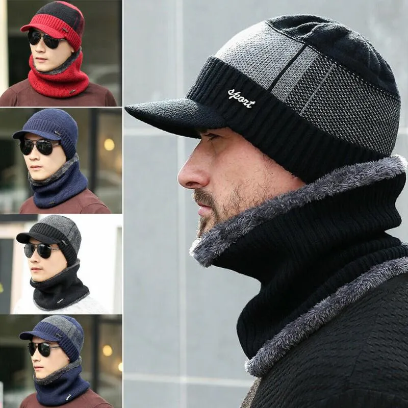 2020 Kış Şapkaları Erkekler için Kafatasları Beanie Şapkası Kış Kepleri Kadın Kadın Yün Eşarp Kapakları Set Balaclava Maskesi Gorras Bonnet Örme Şapka