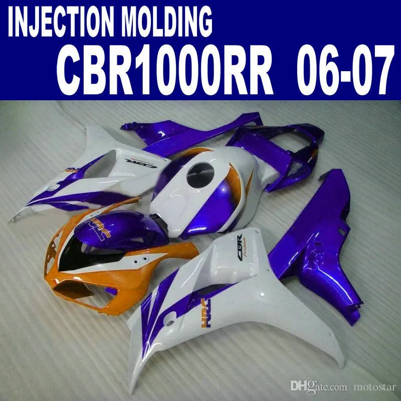 Injection mould full fairing kit for HONDA CBR1000RR 2006 2007 purple white orange CBR 1000 RR 06 07 fairings CP27 + 7gifts