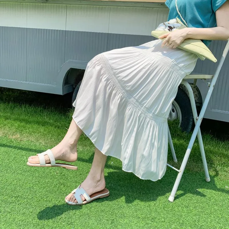 2020 verano nueva falda versión femenina coreana de la mujer salvaje elástico Una palabra espina de pescado de la playa de la falda de Jfmhrx Mujer Faldas