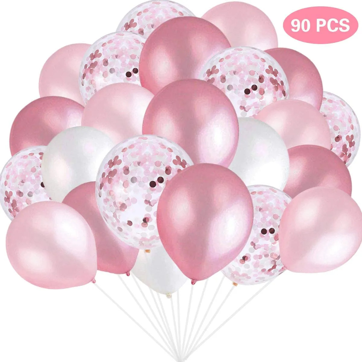 Rosa E Bianco Palloncini, Coriandoli Rosa Palloncini Bianchi Palloncini  Totale 90 Pezzi Di Partito Lattice Balloons Partito Di Gallina Bambino  Matrimonio Shower Compleanno Da 26,33 €