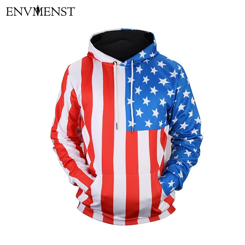 Envmenst Ny 2017 Höst flagga tryckta Hoodies Män 3D Sweatshirt Top Male Hooded Jogger Mäns Moleton Slim Mäns Sweatpants