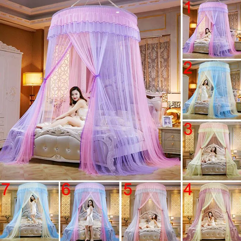 Round Lace High Density Princess Bed Nets Curtain Dome Princess Queen Canopy Mosquito Nets Hot Sale