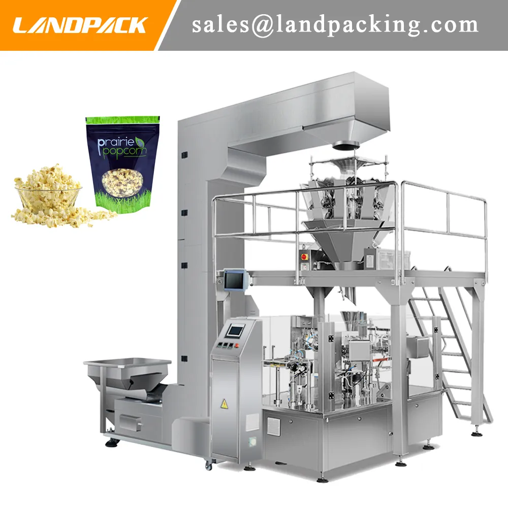 Multihead Linear Weigher Popcorn Stand Up Pouch Filling And Sealing Machine Snack Zipper Packing Machine Sealed Preservation