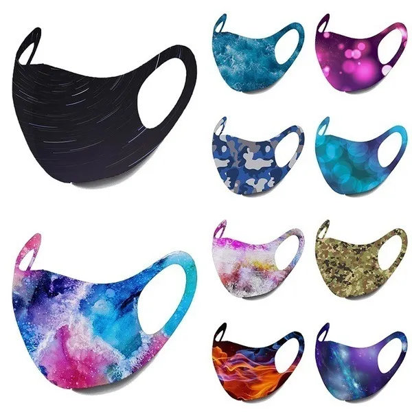 face mask Adult black Starry sky flame camouflage printing masks designer ear hanging dust facemask in stock