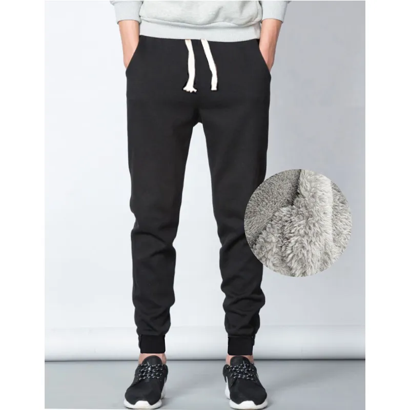 Pants Thick Fleece Jogger Mens Pants Cotton Trousers Male Winter Warm ...