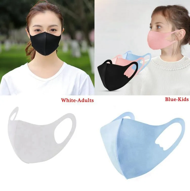 Masque anti-poussière adultes enfants glace soie bouche couverture anti-poussière lavable réutilisable masques de sports de plein air OOA8077