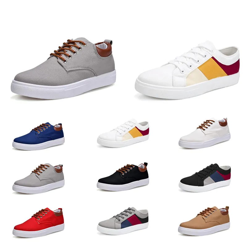 Top 2020 Scarpe casual No-Brand Canvas Spotrs Sneakers Nuovo stile Bianco Nero Rosso Grigio Khaki Blu Moda Uomo Scarpe Taglia 39-46