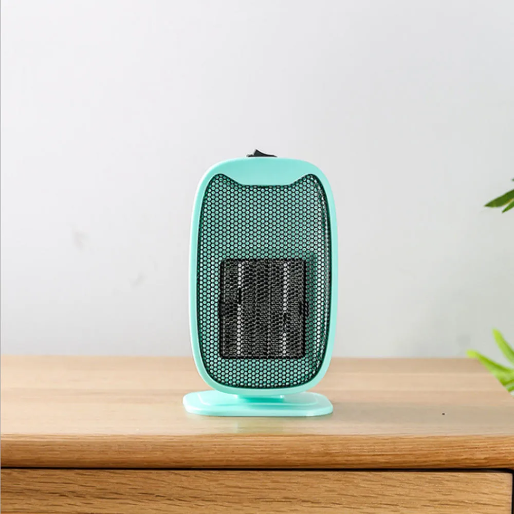 500W Mini Electric Ceramic Heater Portable Silent Home Office Heating Fan Winter Warmer - Green