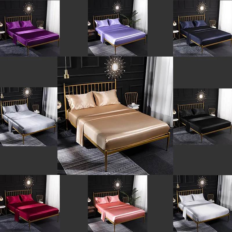 Copriletto trapuntato di design Set di biancheria da letto di lusso extra large Set di quattro pezzi forniture per tetiles per la casa Raso di seta di ghiaccio europeo e americano Colore B