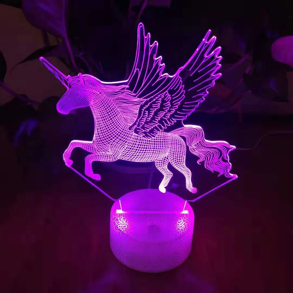 Base de lampe LED 3D de nuit, Illusion 3D, 7 couleurs changeantes, pour chambre à coucher, chambre d'enfant, salon, magasin, café, bureau8248335