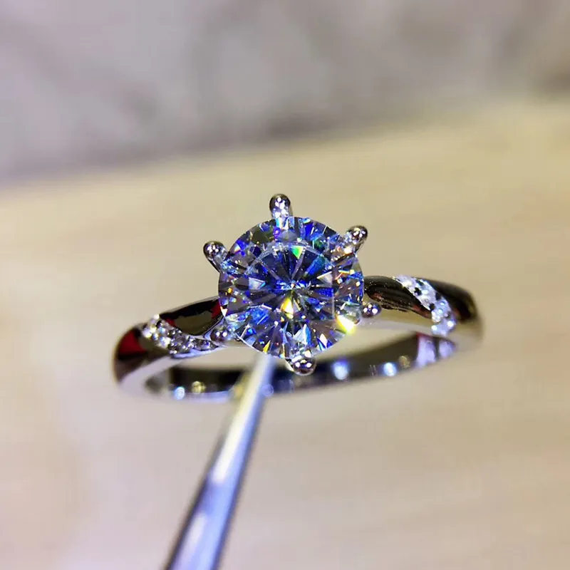 925 серебряное кольцо 1ct 2ct 3ct муассанит кольцо ювелирные изделия Moissanite свадьбы Годовщина Классический стиль на заказ
