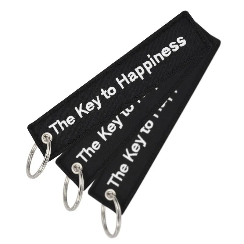 3 PCS The Key to Happiness Embroidery Letter Key Chain Bijoux for