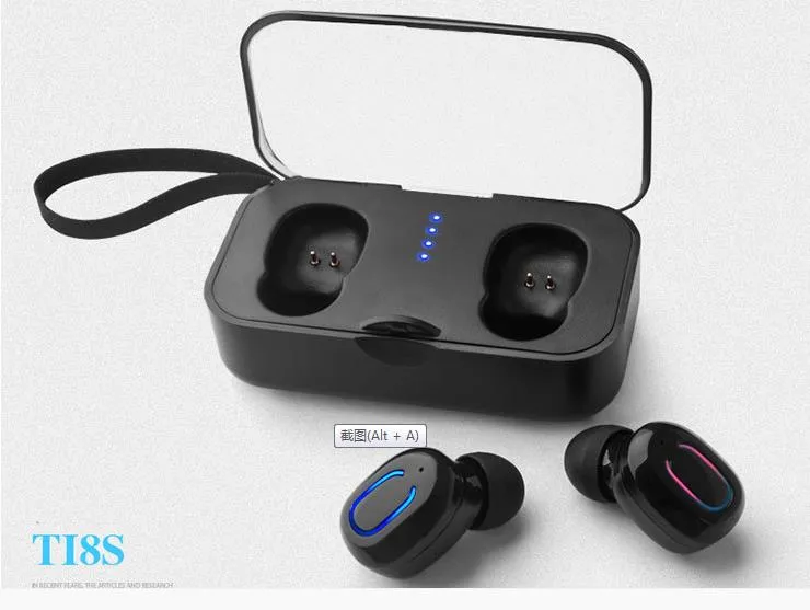 TI8S Bluetooth 5.0 Kopfhörer TWS Drahtlose Kopfhörer Bluetooth Kopfhörer Freisprecheinrichtung Kopfhörer Sport Ohrhörer Headset für Smartphones