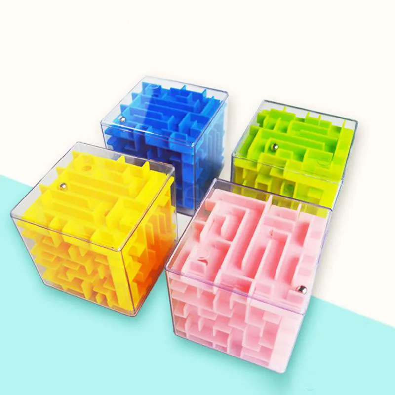 5,5 cm 3D Cube Puzzle Maze Toy Hand Game Case Box Fun Brain Game Challenge Fidget Toys Balance Educatief speelgoed voor kinderen DC973