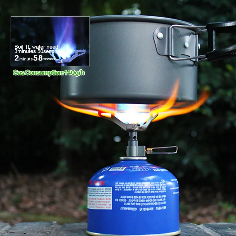 BRS Mini Fornello da campeggio in titanio Fornello portatile per picnic all'aperto Fornello di sopravvivenza Tascabile Bruciatore a gas brs-3000t182g